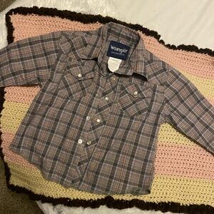 Wrangler Kids Plaid Shirt - Blue and Brown